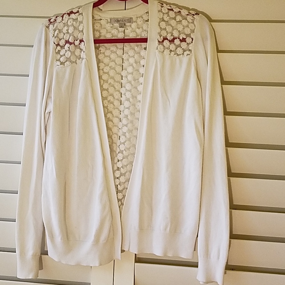 Pretty sheer embroidered white cardigan